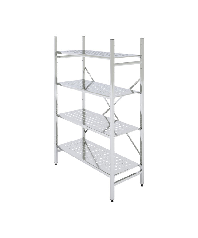 CNS Grundregal 1200 x 400 x 1800 mm mit 4 Lochböden - Hagatec GmbH Hanseatische Gastronomie Technik - Warsteiner Reganic