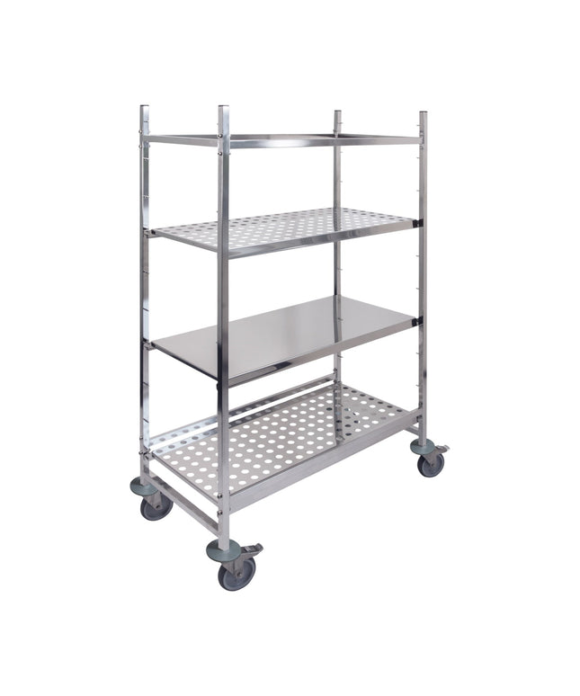 CNS Regalwagen 1200 x 400 x 1800 mm mit 4 Böden - Hagatec GmbH Hanseatische Gastronomie Technik - Warsteiner Reganic