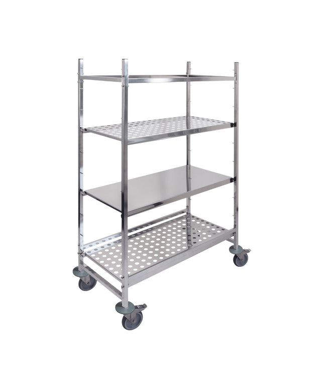 CNS Regalwagen 1200 x 500 x 1800 mm mit 4 Böden - Hagatec GmbH Hanseatische Gastronomie Technik - Warsteiner Reganic