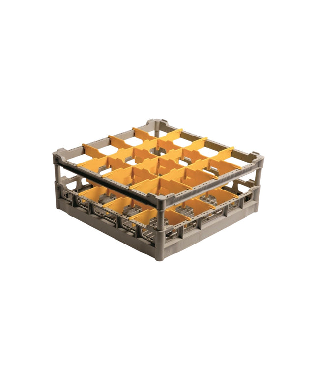 Flachkorb mit Einteilung und geneigtem Boden für 16 Gläser ø 11,3 cm höhe 16,5 cm - Hagatec GmbH Hanseatische Gastronomie Technik - Colged