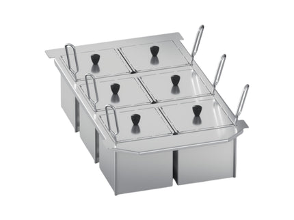 Kit 6 Portionskörbe 1/6 GN ungelocht mit Deckel + Portionskorbrahmen