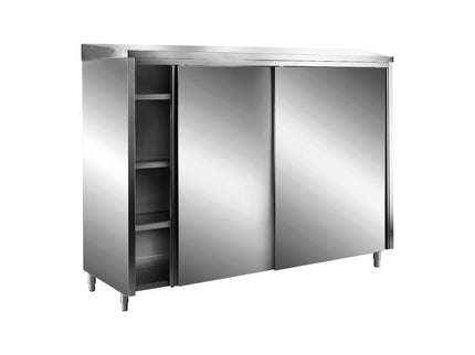 SARO Edelstahl-Lagerschrank mit Schiebetüren AISI 430, Schrägdach, 1200x700 mm