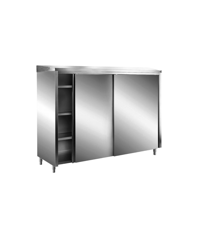 SARO Edelstahl-Lagerschrank mit Schiebetüren AISI 430, Schrägdach, 1200x700 mm