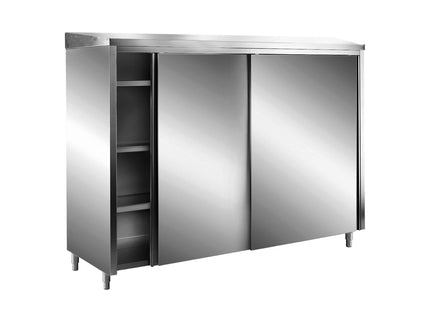 SARO Edelstahl-Lagerschrank mit Schiebetüren AISI 430, Schrägdach, 1800x700 mm