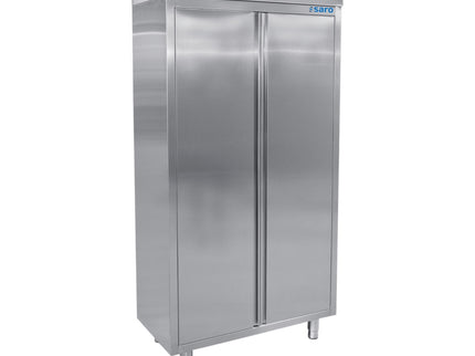 SARO Edelstahlhochschrank 2 Flügeltüren Breite 1000mm