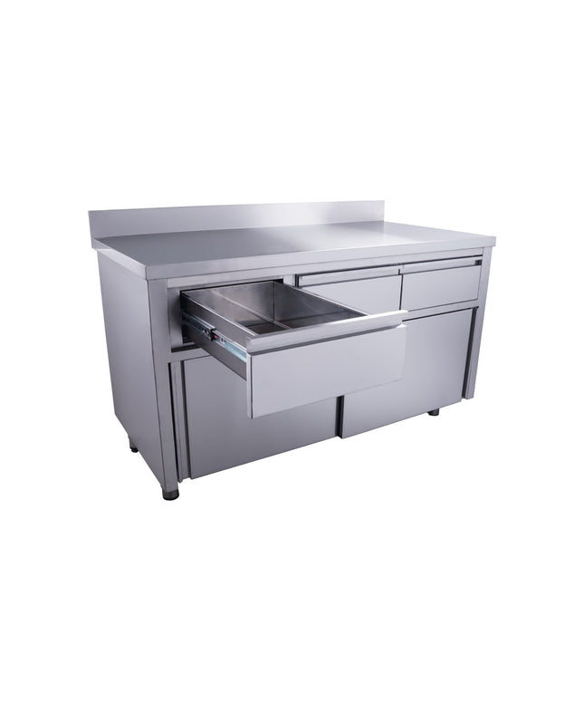 SARO Schiebetürenschrank mit 3 Schubladen und Aufkantung, 1400X700mm